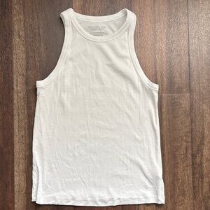 Rachel Zoe Women’s White Ribbed Racer Back Tank Top
